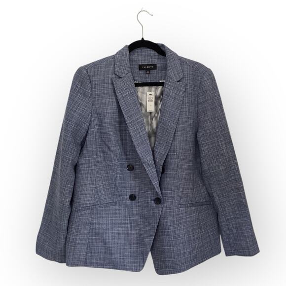 NEW TALBOT Double Tweed Blue Button Businss Casaul Blazer Jacket SZ 12 - Picture 4 of 7